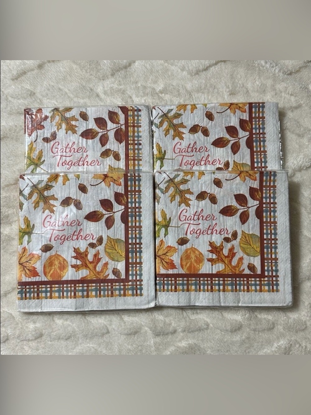 Greenbrier Gather Together Thanksgiving Square Shaped Napkins 24 x 4 packs